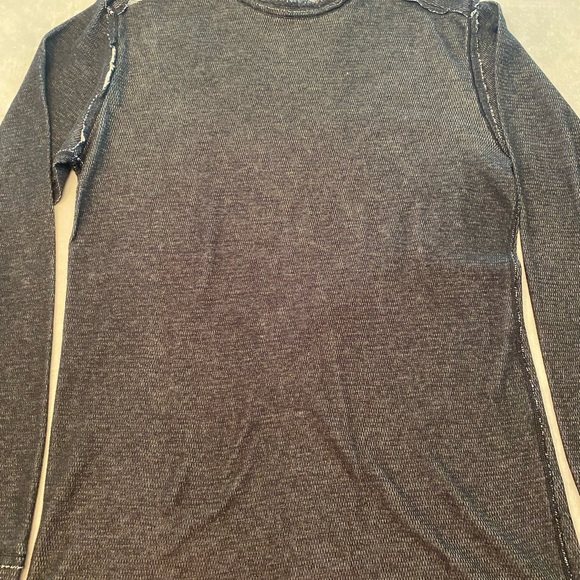 Affliction Mens Distressed Grunge Sweater- 2XL Reversible Dark vs Light Gray - Picture 12 of 12